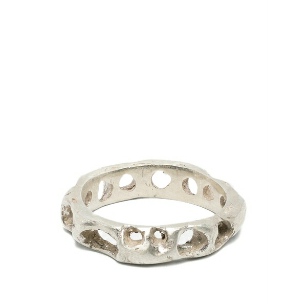 パウラ メンズ リング アクセサリー Hammered-effect ring Silver|asty