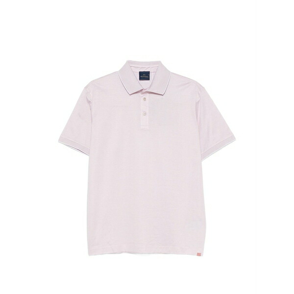 ポールアンドシャーク メンズ ポロシャツ トップス Contrast-trim short-sleeve polo shirt Pink｜asty