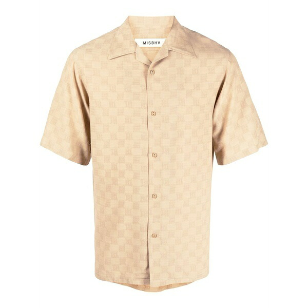 ミスビヘイブ メンズ ティーシャツ トップス Monogram-print short-sleeve shirt Neutrals