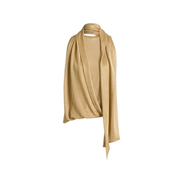 アルベルタ フェレッティ レディース プルオーバー トップス Draped metallic-effect blouse Gold