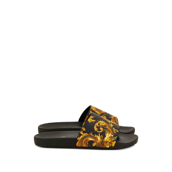 呼びりん探し回る メンズ サンダル シューズ Barocco print flip-flops Black