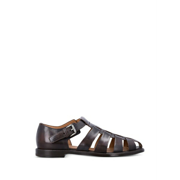 教会堂 メンズ サンダル シューズ Fisherman leather sandals Brown