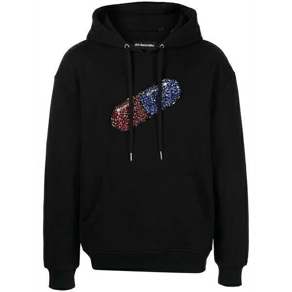 ゴッズマスターフルチルドレン メンズ パーカー・スウェットシャツ アウター Pill crystal-embellished  hoodie Black