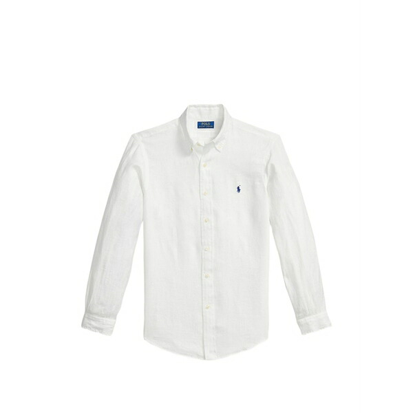 ラルフローレン メンズ シャツ トップス Logo-embroidery linen shirt White|asty