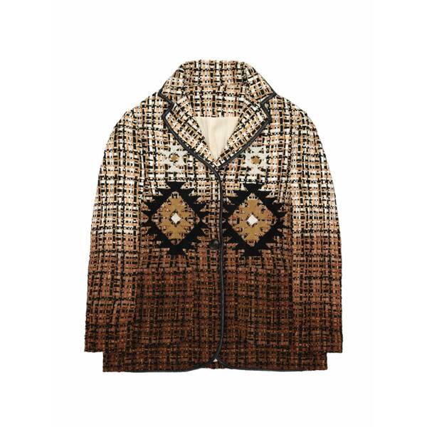 フォルテラ レディース 上衣＆上衣 アウター Brunor leather-trim patterned blazer Brown