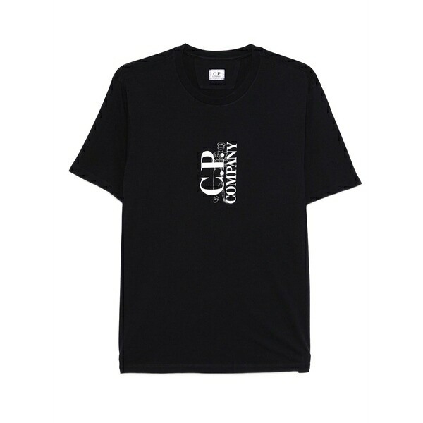 シーピーカンパニー メンズ プルオーバー トップス Logo-print cotton t-shirt Blue