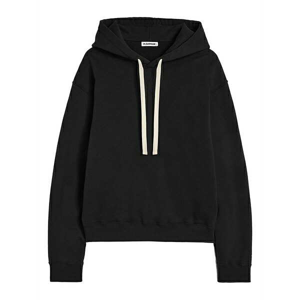 ジル・サンダー メンズ パーカー・スウェットシャツ アウター Cotton terry hoodie Black
