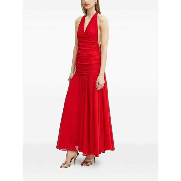 赤ちょうちん一点 レディース 衣裳 トップス Halterneck draped maxi dress Red