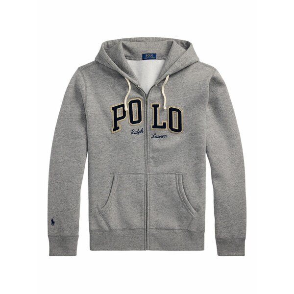 ラルフローレン メンズ パーカー・スウェットシャツ アウター Logo-patch zip-up hoodie Grey
