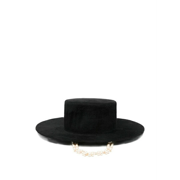 ラスランバジンスキー レディース かぶり笠 添え物 Canotier double chain  hat Black