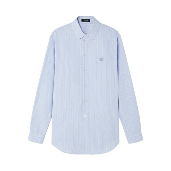 ヴェルサーチ メンズ プルオーバー トップス Medusa-embroidered shirt Blue