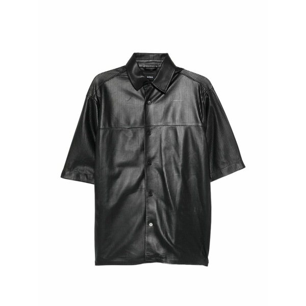 アルマ メンズ シャツ トップス leather shirt Black｜asty