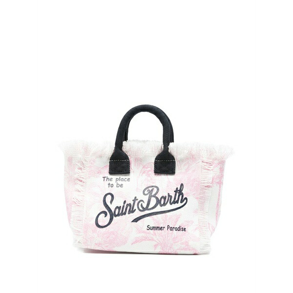 エムシーツーセイントバース レディース うしろ側容器に並べる・背嚢 御徒面子 Mini vanity palm-tree frayed tote bag White