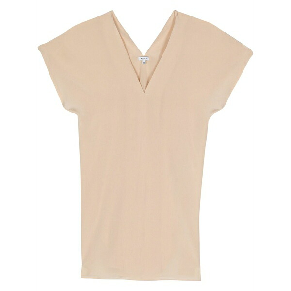 アスペジ レディース プルオーバー トップス V-neck crepe silk blouse Neutrals