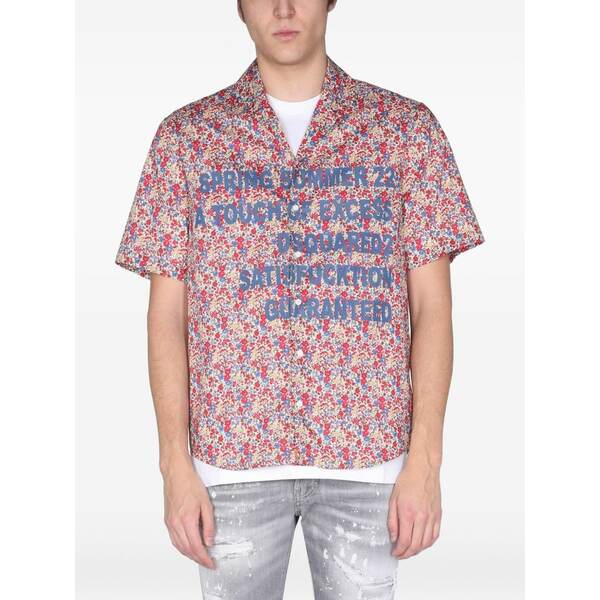 ディースクエアード メンズ プルオーバー トップス Floral-print shirt Red