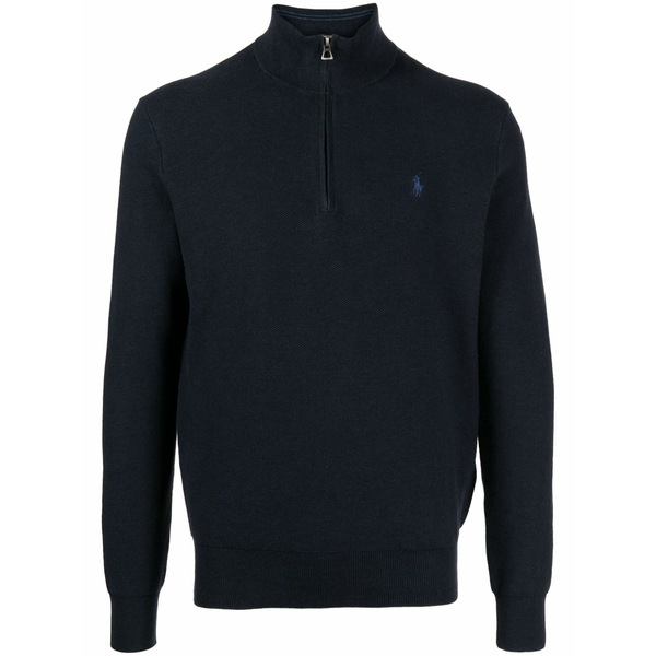 ラルフローレン メンズ 編み物\u0026プルオーバー アウター Logo-embroidered sweatshirt Blue