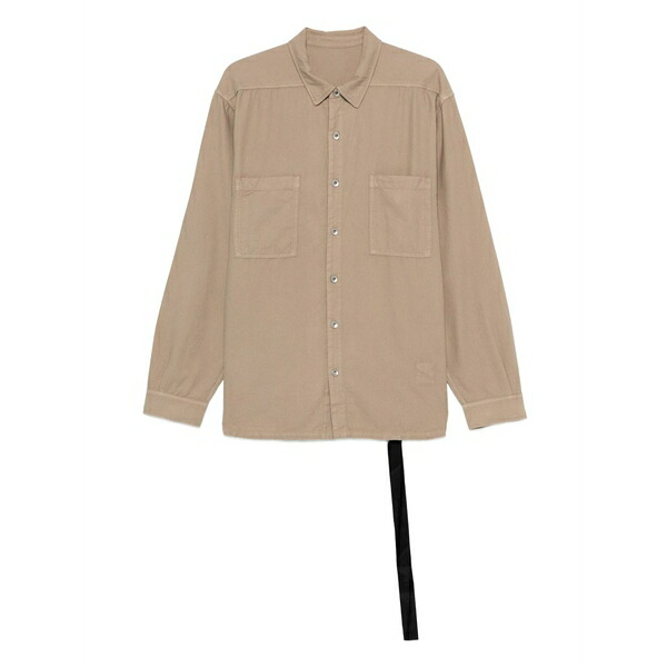 リックオウエンス メンズ プルオーバー トップス Patch-pocket cotton shirt Neutrals