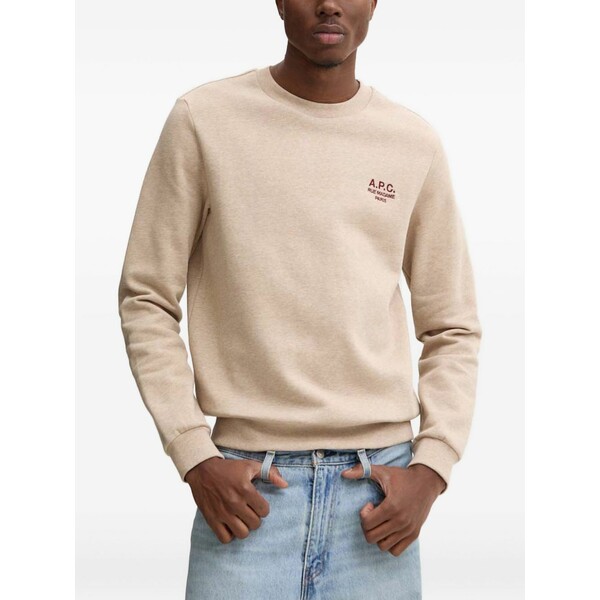 アーペーセー メンズ パーカー・スウェットシャツ アウター Embroidered crew-neck sweatshirt Neutrals