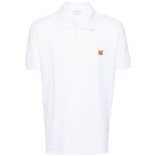 住みか 稲荷 メンズ スポーツシャツ トップス Fox-patch piqu￡ polo shirt White