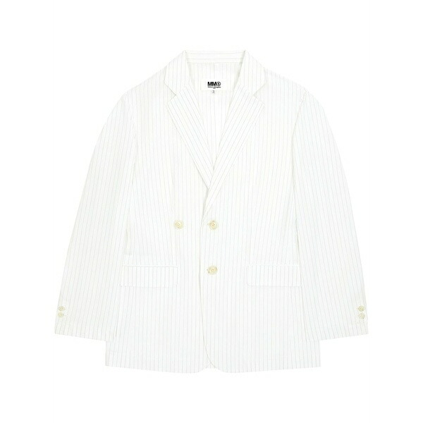 マルタンマルジェラ レディース 上衣＆上衣 アウター Pinstriped single-breasted blazer White