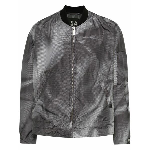 フォーティーフォー・レーベル・グループ メンズ ジャケット&ブルゾン アウター Crinkle graphic-print bomber jacket Black|asty