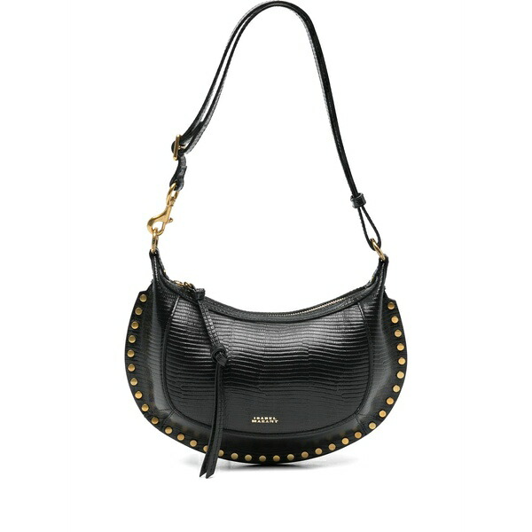 イザ呼びりん マラン レディース ショルダーバッグ 御徒面子 Oskan lizard-effect studded shoulder  bag Black