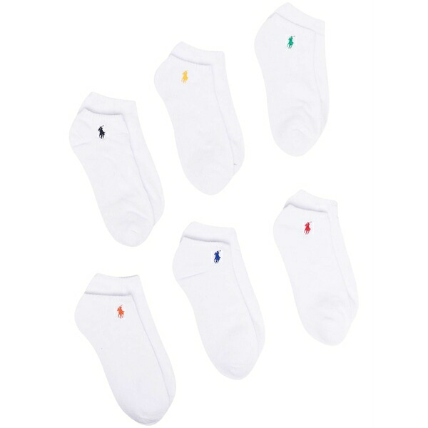 ラルフローレン メンズ 靴下 アンダーウェア Embroidered logo-print socks set of 6 White|asty