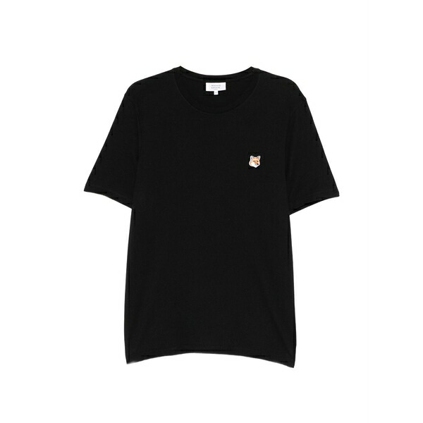 住み家 稲荷 メンズ ティーシャツ トップス Fox head-patch t-shirt Black