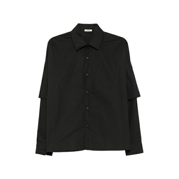 インペリアル メンズ プルオーバー トップス Layered-sleeve shirt Black