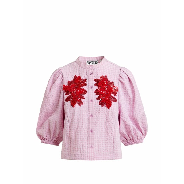 エッセンシャルアントワープ レディース プルオーバー トップス Floral-pattern puffed-sleeve shirt Pink
