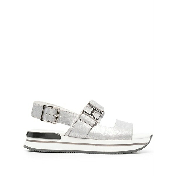 ホー火器 レディース サンダル シューズ Logo-buckle detail sandals Grey