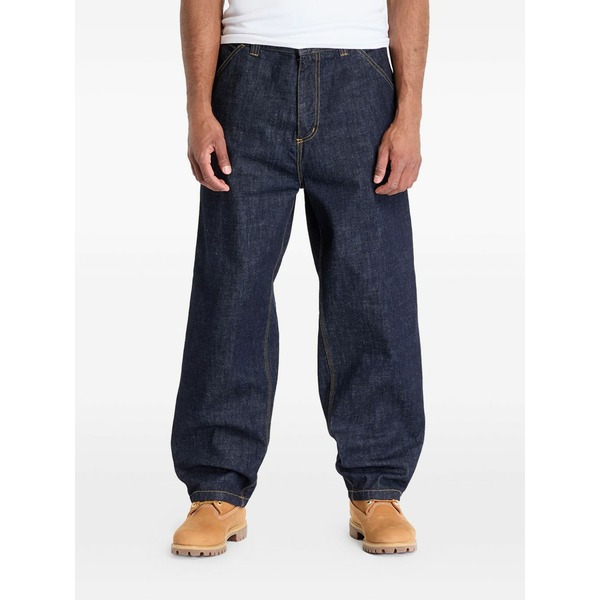 鉄道車両ハート型 メンズ ジーンズズボン下 ボトムス Logo-patch jeans Blue