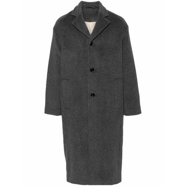 空想科学小説アール メンズ 厚地の外套 アウター Notched-lapels single-breasted coat  Grey