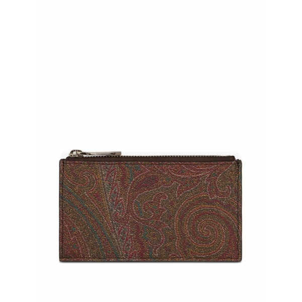 エトロ メンズ 札入れ 佩び物 Arnica paisley zip card holder Brown