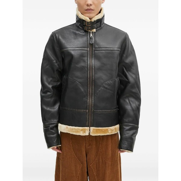 アルファインダストリーズ メンズ ジャケット&ブルゾン アウター Faux-fur-collar leather jacket Black|asty