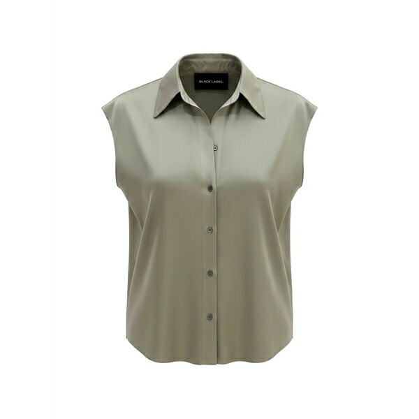 ブラック レーベル レディース シャツ トップス Sleeveless button-up blouse Green｜asty