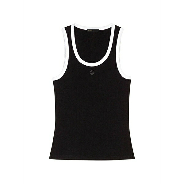 マージュ レディース カットソー トップス Ribbed vest top Black