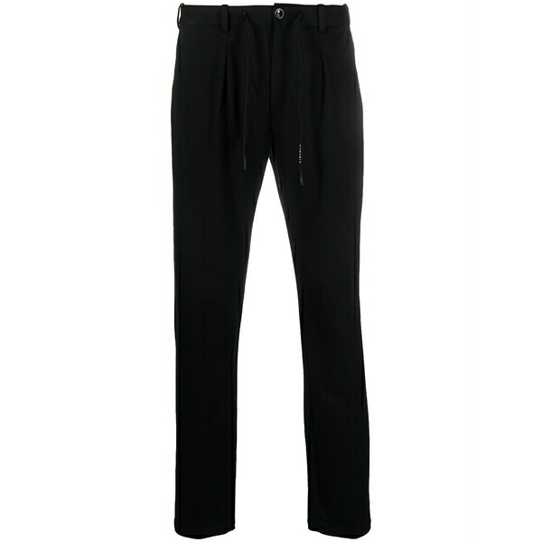 チルコロ1901 メンズ 心地好いズボン下 ボトムス Drawstring-waistband tapered-leg trousers Black