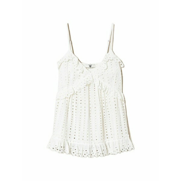 ツイン書き割り レディース カットソー トップス Broderie anglaise top White