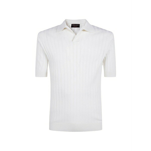 フィリッポ デ ラウレンティス メンズ プルオーバー トップス Ribbed-knit collared t-shirt White