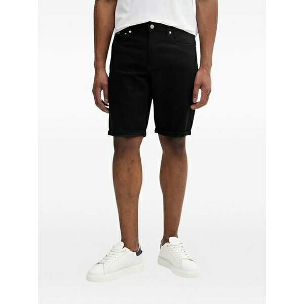 カルバンクライン メンズ 心地よいズボン下 ボトムス Logo-patch denim shorts Black