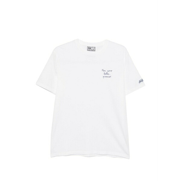 エムシーツーセイントバース メンズ プルオーバー トップス Portofino embroidered-logo t-shirt White