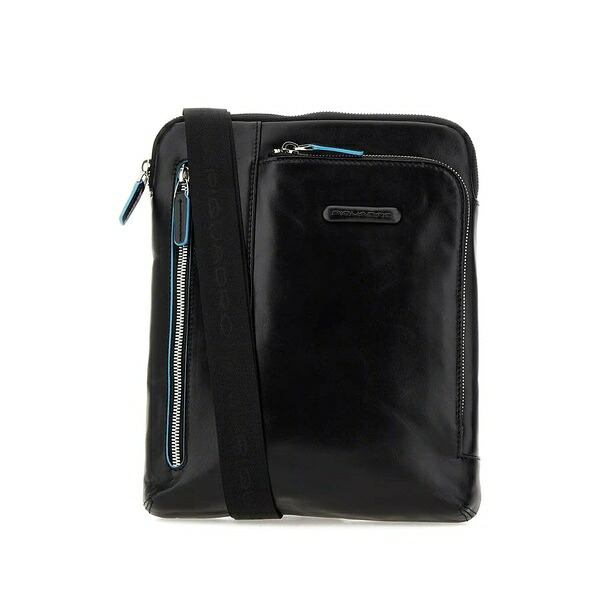 ピークアドロ  メンズ ショルダーバッグ 御徒面子 Zip-fastening embossed-logo shoulder bag Black