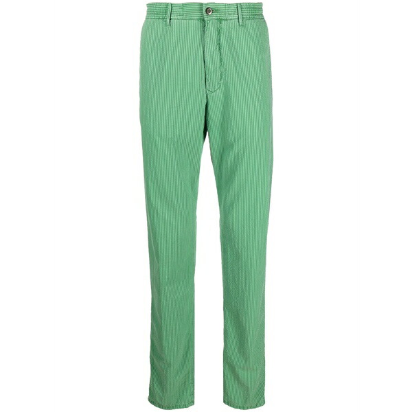 インコテックス メンズ 心地好いズボン下 ボトムス Striped straight-leg trousers Green