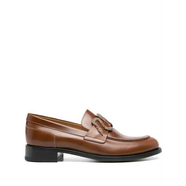 レネカオヴィラ レディース スリッポン・ローファー シューズ Morgana rhinestone-embellished leather loafers Brown