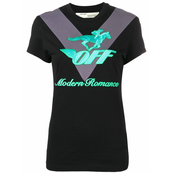 象牙色 レディース ティーシャツ トップス Modern romance t-shirt Black