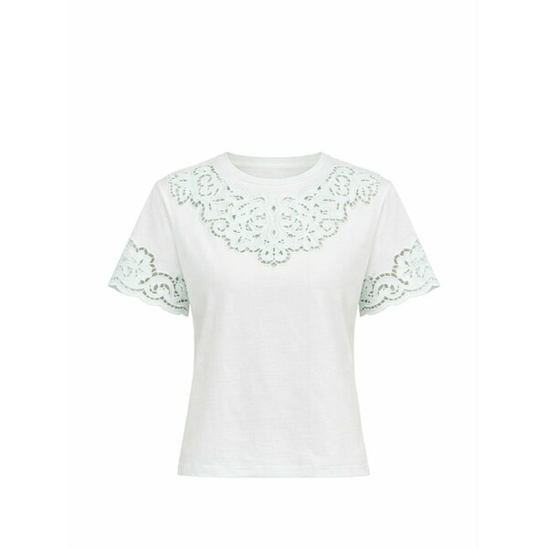 ツイン仕掛ける レディース プルオーバー トップス Lace details t-shirt White