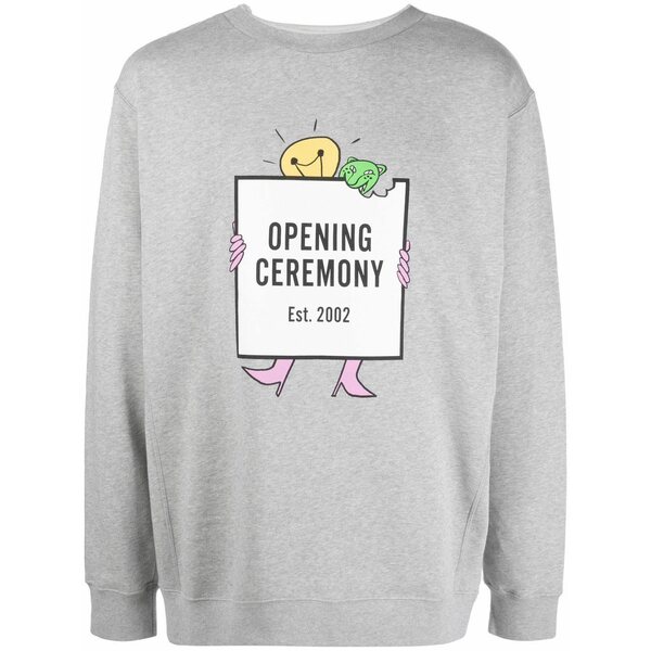 オープニングセレモニー レディース パーカー・スウェットシャツ アウター Lightbulb box-logo print hoodie Grey｜asty