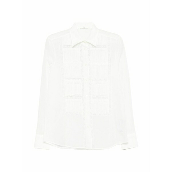 エルマンノ シェルヴィーノ レディース シャツ トップス Lace-detail shirt White|asty
