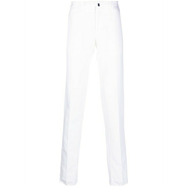 インコテックス メンズ カジュアルパンツ ボトムス Straight-leg linen-cotton trousers White｜asty
